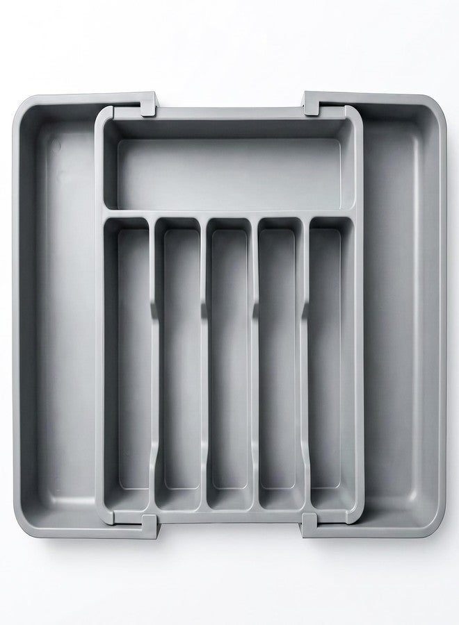Tarev Drawer Organizer Tray/Kitchen Expandable Utensil Tray/Adjustable Utensil Organizer/Cutlery Silverware Flatware Holder/Divider for Spoons Forks Knives Tableware (Grey, 1 Pcs) - Image 1